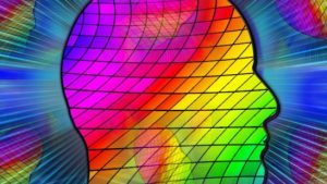 Kopf stilisiert in vielen Farben